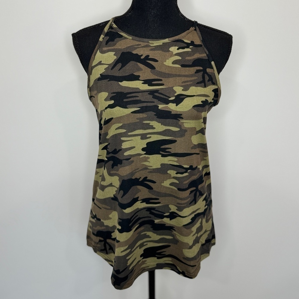 Sarin Mathews Women's High Neck Camo Tank Top (S) - Picture 2 of 9